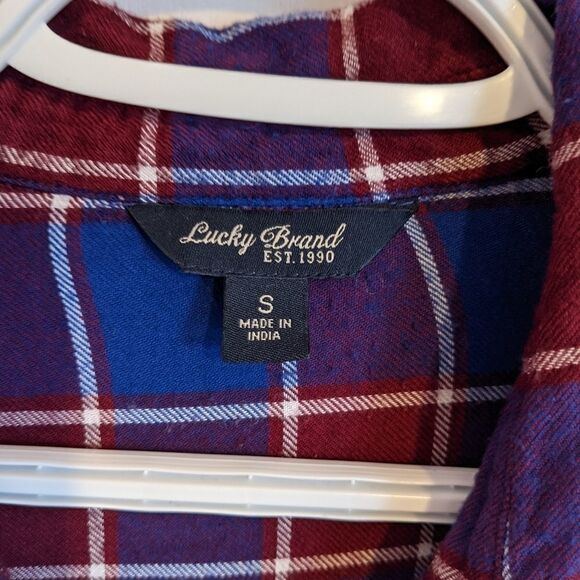 Lucky BRAND Plaid Flannel Button Down Tunic size small @G - Picture 3 of 8